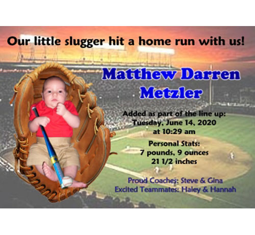 Baby Sports Photo Birth Announcement, Baseball