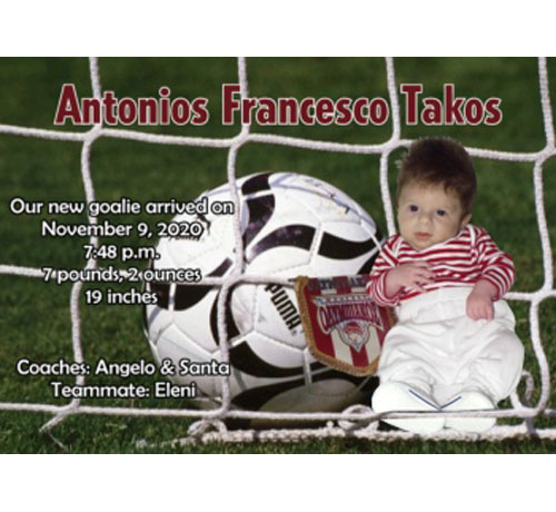 Baby Sports Photo Birth Announcement, Soccer
