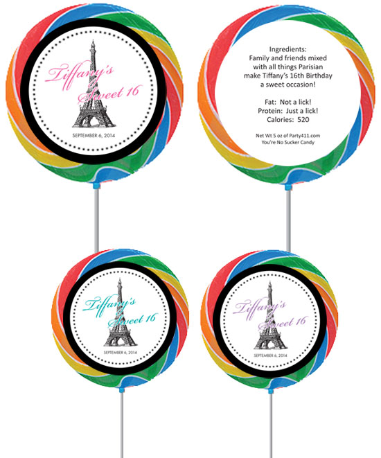 Paris Party Theme Custom Lollipop