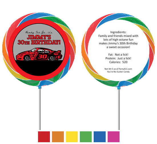 Racing Party Theme Custom Lollipop