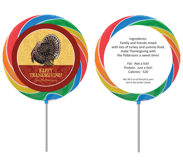 Thanksgiving Turkey Theme Lollipop