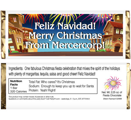 Fiesta Holiday Theme Candy Bar Wrapper