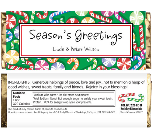 Christmas Candy Theme Candy Bar Wrapper