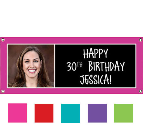 Birthday Age Color Block Photo Theme Banner