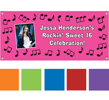 Rock 'n Roll Theme Pink Banner