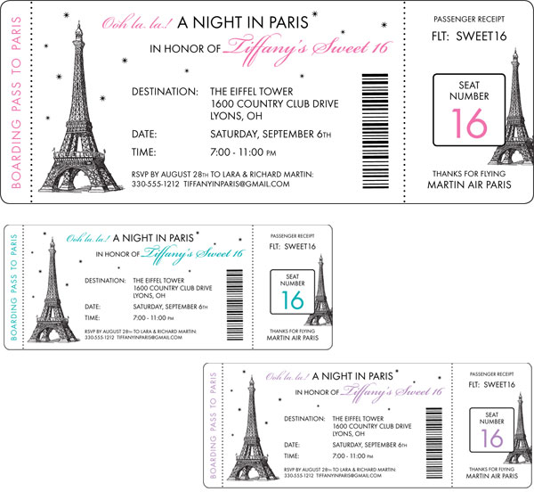 Paris Party Boarding Pass Invitation