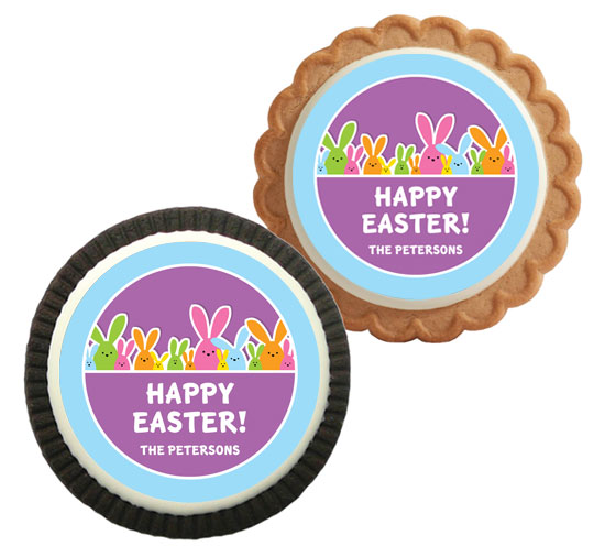 Colorful Easter Bunnies Theme Cookie
