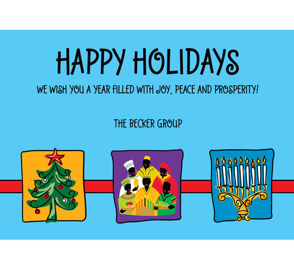 Winter Holidays Trio Theme Holiday Card