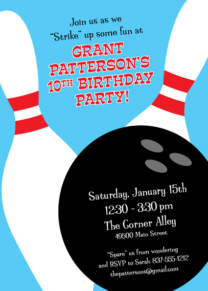 Bowling Themed Invitations 2