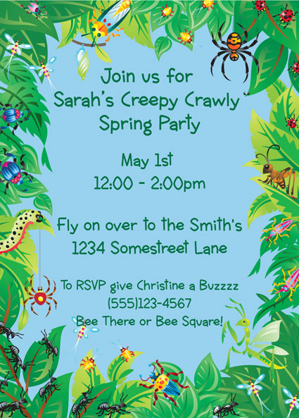 Wriggly Bugs Invitation