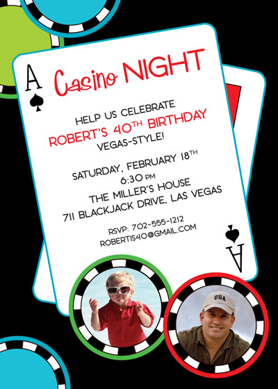 Casino Poker Chips Photo Invitation