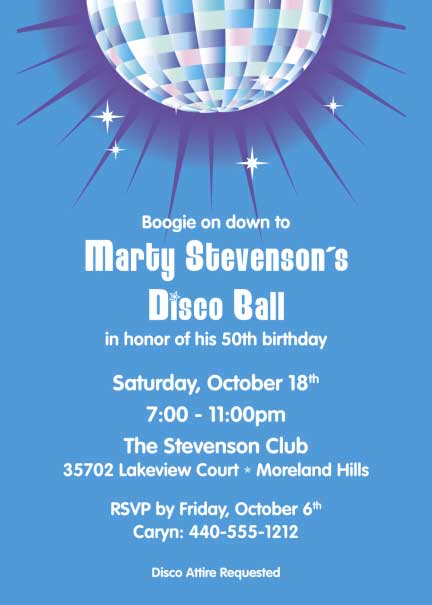 Disco Ball Theme Invitation