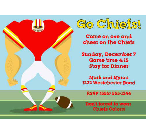 Kansas City Chiefs Party Invitation