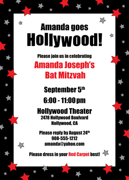 Hollywood Star Party Invitation