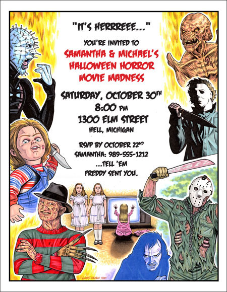 80s Halloween Horror Movie Invitation