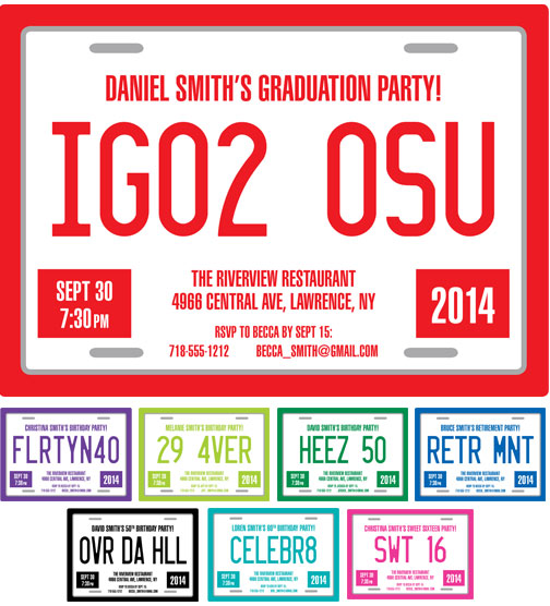 Graduation License Plate Invitation