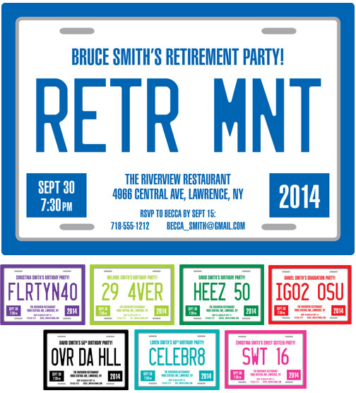 Retirement License Plate Invitation