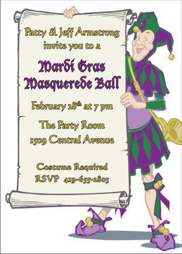 Mardi Gras Jester Invitation