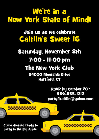 New York Taxis Invitation