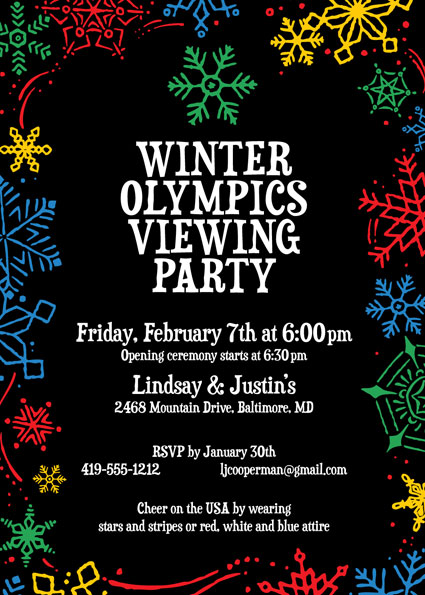 Winter Snowflakes Olympics Invitation