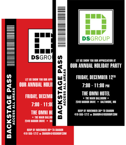 Corporate Party Backstage Pass Invitation