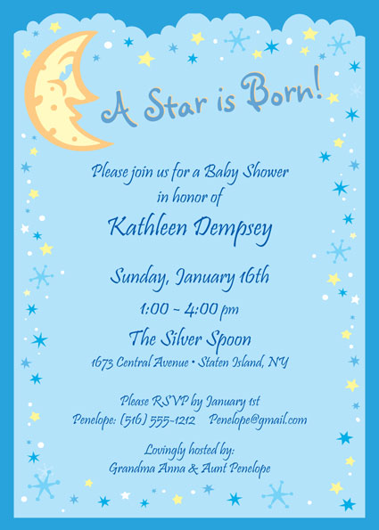 Baby Shower Stars and Moon Invitation