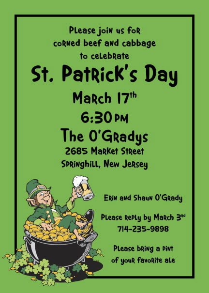 St. Patrick's Day Leprechaun Party Invitation