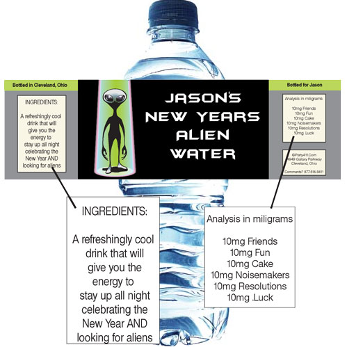 Space Aliens Theme Water Bottle Label