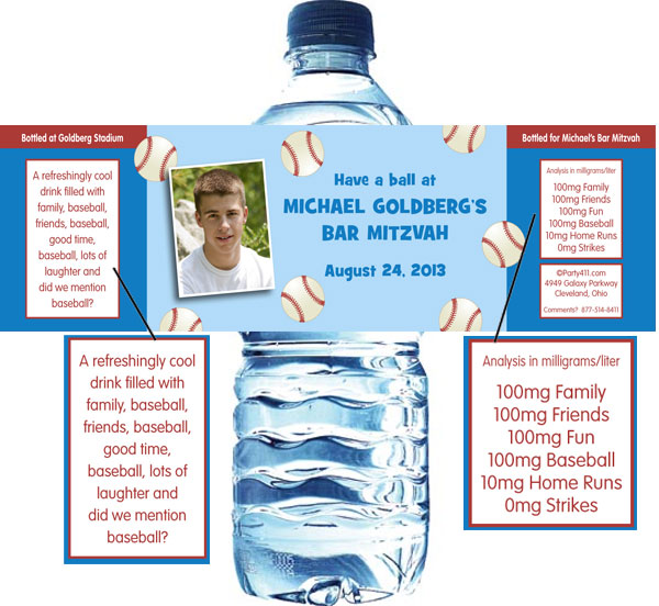 Baseball All Star Water Bottle Label
