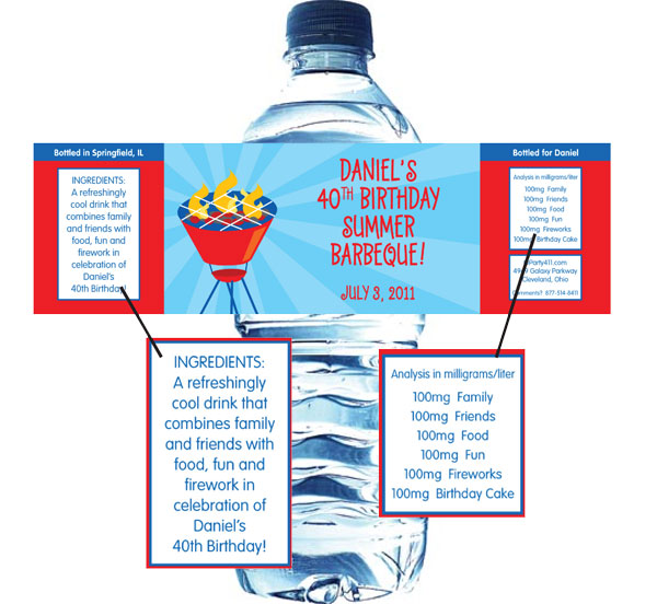 Barbecue Theme Water Bottle Label