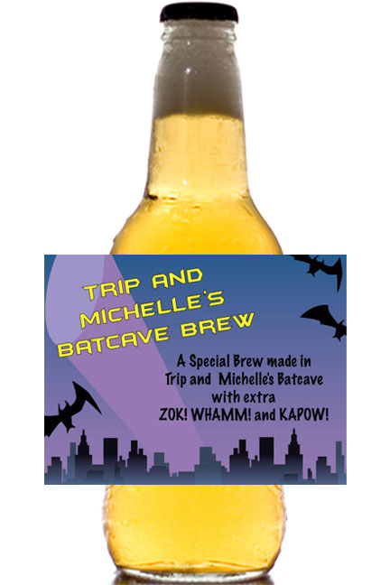 Kapow! Batman Theme Beer Bottle Label