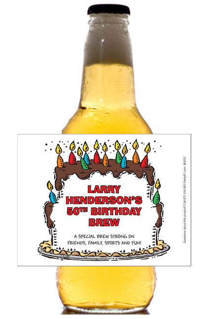 Birthday Cake For Him Theme Beer Bottle Label