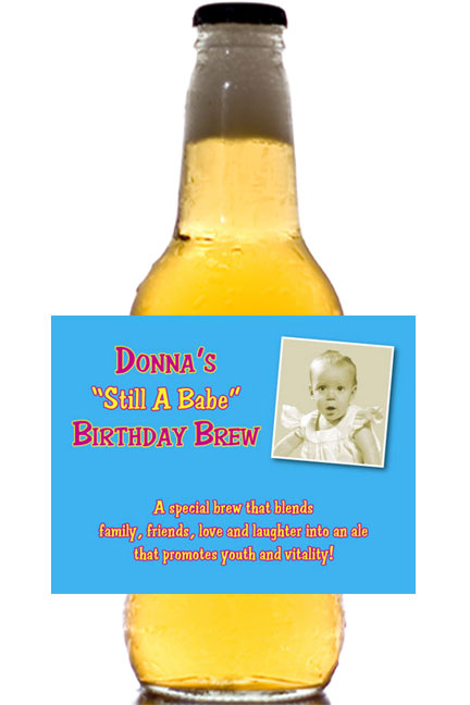 Birthday Babe Theme Photo Beer Bottle Label