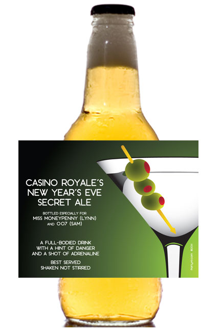 Casino Royale, Martini Theme Beer Bottle Label