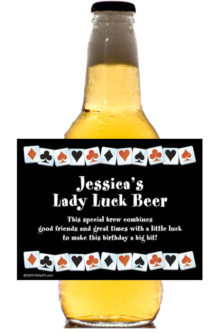 A Casino Party Theme Bottle Label, Beer 