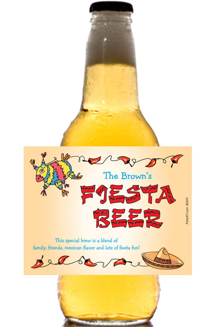 A Fiesta Theme Party Beer Bottle Label