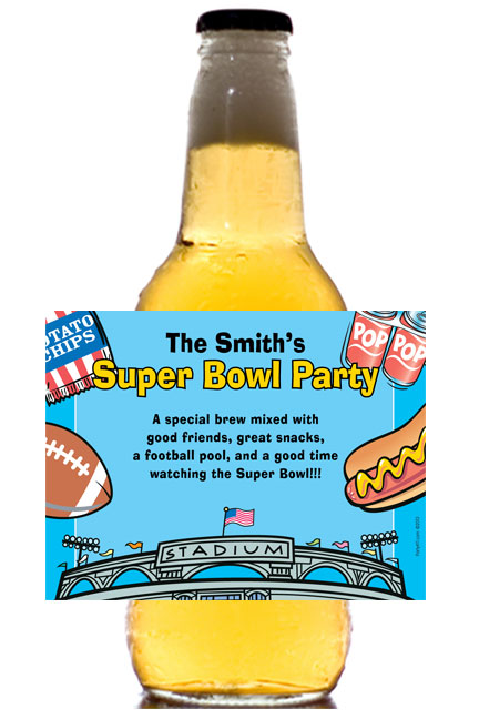 Football Stadium Theme Beer Bottle Label
