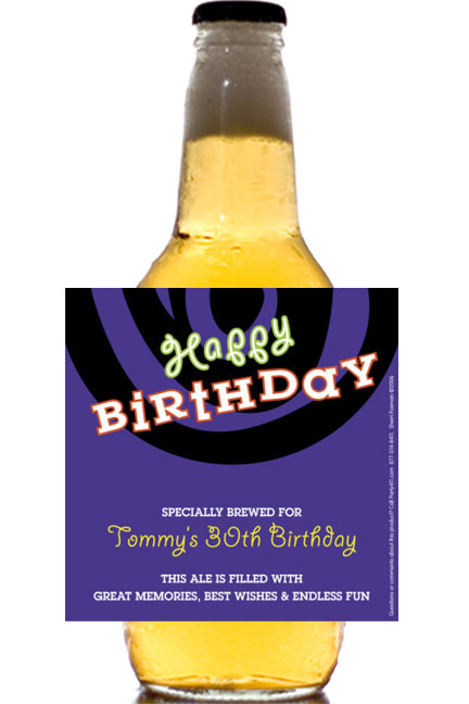 Birthday Swirl Theme Beer Bottle Label