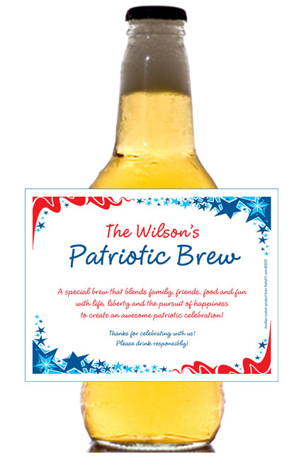 Patriotic Party Theme Beer Bottle Label