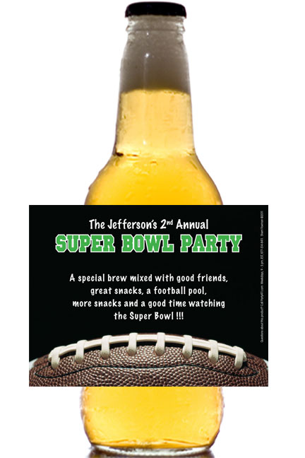 Football Party Theme Beer Bottle Label