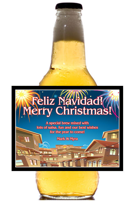New Years Fiesta Theme Beer Bottle Label