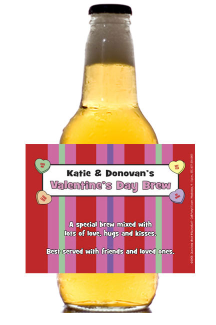 A Valentine's Day Party Theme Bottle Label, Beer 
