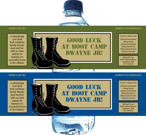Boot Camp Theme Water Bottle Label