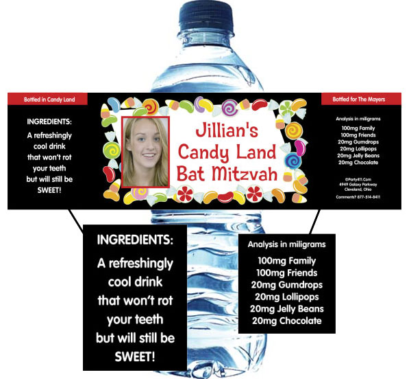 Candy Theme Water Bottle Label