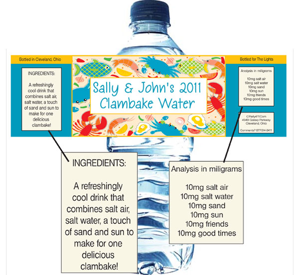 Seafood Water Bottle Label