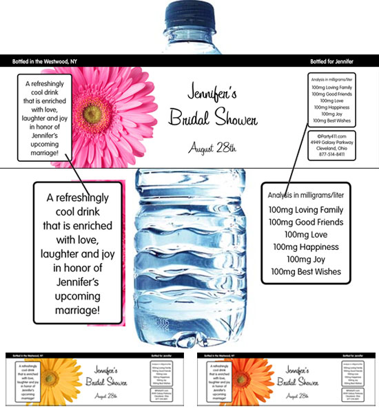Daisy Theme Water Bottle Label