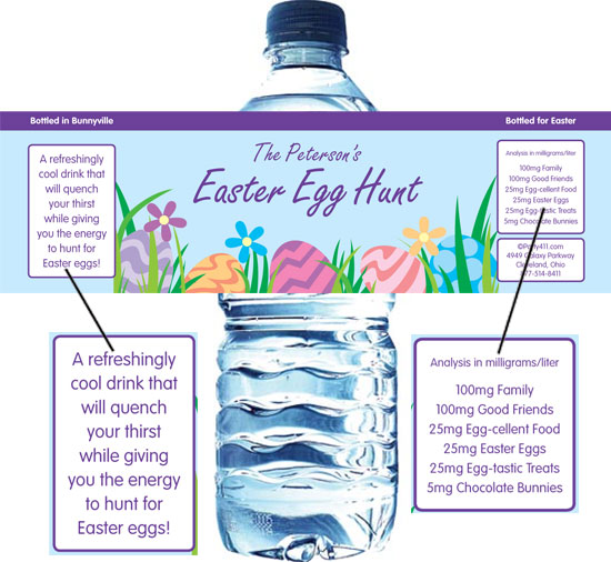 Easter Eggs Spring Theme Water Bottle Label