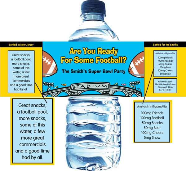 Football Stadium Water Bottle Label