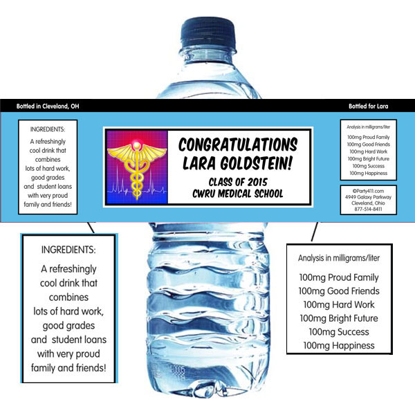 Medical School Graduation Water Bottle Label
