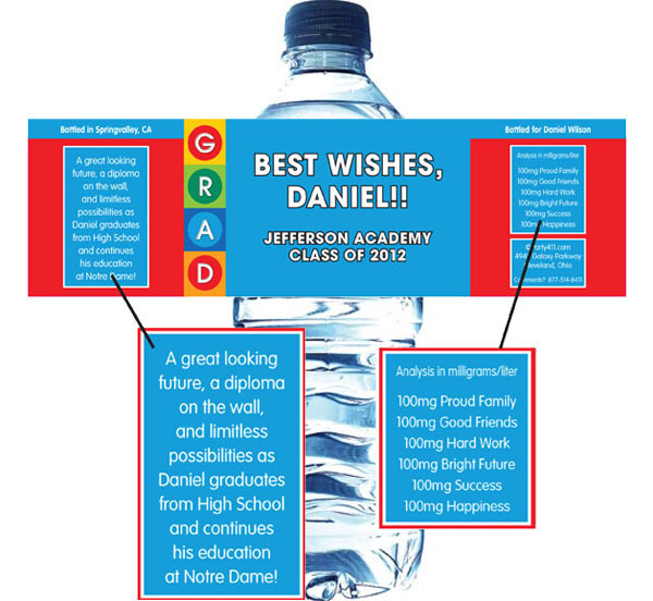 Graduation Colorful Theme Water Bottle Label